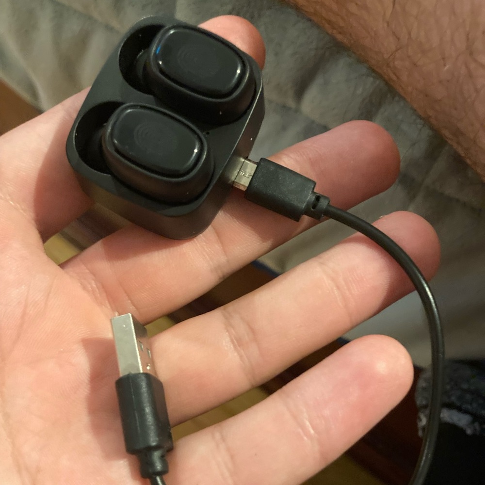 TWS wireless black Bluetooth earbuds